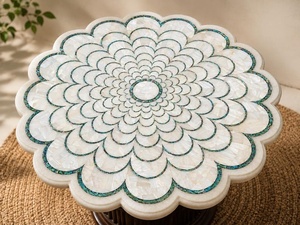 Table basse en nacre de qualité supérieure, élégante, idéale pour les réceptions, les hôtels et la décoration intérieure, pour salon, usage intérieur. - Product Image 2
