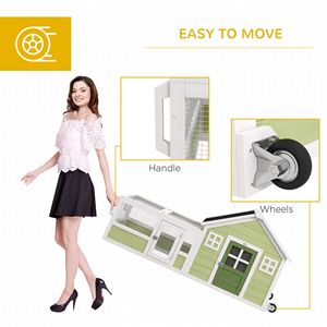 Conigliera Multicolore da 64 Pollici con Tetto in Asfalto, Ruote e Maniglia, Arredamento per Animali Domestici - Product Image 6