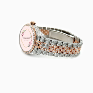 นาฬิกาอัตโนมัติแบรนด์หรู ประดับเพชรโมอิสซาไนต์เต็มเรือน ตัวเรือนสแตนเลสสตีลสั่งทำพิเศษ กลไกอนาล็อก กันน้ำ - Product Image 4