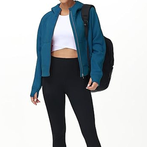 Trendy Women's <b>Hooded</b> <b>Zip</b>-Up Fleece Jackets Oversized Anti-Pilling Breathable Custom Printed Front 100% Cotton Winter Casual OEM - Product Image 3