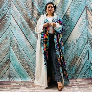 Magnifique Nouvelle Robe Kimono d'Été Coupe Droite Style Vacances Bohème Chic Tendance pour Femme Col en V Tie-Dye - Product Image 6