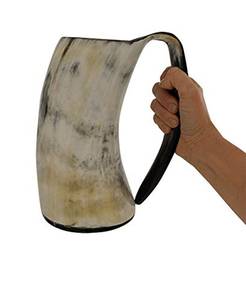 Handcrafted Buffalo Horn Beer <b>Mug</b> Solid Color Vintage Design For Adults Party Use - Product Image 3