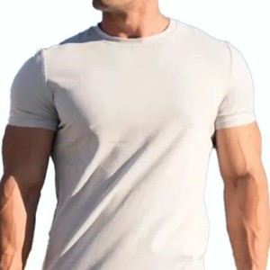 Nouveau T-shirt blanc à manches courtes et col rond pour homme, 100 % coton, coupe ajustée, décontracté, couleur unie, tricoté, jersey uni, respirant, OEM - Product Image 1