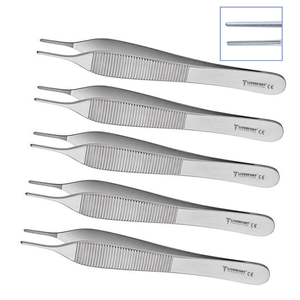 5 pinces Adson-DeBakey 2 mm à pointes atraumatiques 12 cm, micro-pinces pour chirurgie esthétique, instruments chirurgicaux en acier inoxydable CE - Product Image 1