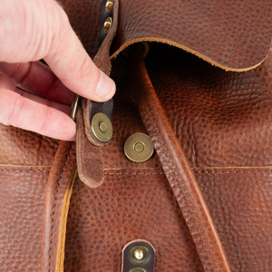 Vintage Genuine Leather Mini <b>Backpack</b> With <b>Drawstring</b> Closure Shoulder Strap Interior Compartment Canvas Lining Daily Use - Product Image 6