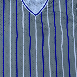 Zeta Grey Pinstripe Unisex Baseball Jersey V-Neck Breathable 100% Polyester Unisex Sports Jersey For Sorority & Fraternity Wear - Product Image 4