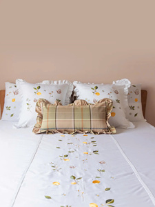 Custom Wholesale Embroidery Lovely Lemon Garden Duvet Cover Sets 250TC European-American Style Machine-washable Cotton Bedding - Product Image 5