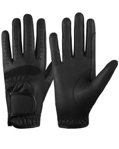 Gants d'équitation en cuir pour homme, à doigts entiers, avec fermeture auto-agrippante, pour l'hiver - Product Image 2