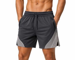 Men's Dark Gray Eco-Friendly Casual Quick Dry Sport Shorts with Drawstring Waist and Side Pockets Mid Length Athletic Wear - Product Image 1
