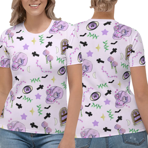 Camiseta estampada linda para mujer, manga corta, cuello redondo, algodón, corte regular, para todas las estaciones - Product Image 3