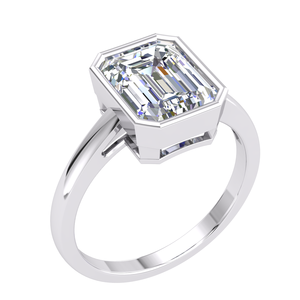 Divya Creations Anillo de Diamante Cultivado en Laboratorio de 2.7 Quilates para Mujer, Corte Esmeralda, Plata 925, Baño de Rodio, Certificado IGI, Talla Personalizable, Lujo - Product Image 1
