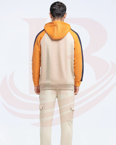 Mens Hooded Sweatshirt Raglan Sleeve Cotton French Terry Casual Long Sleeve Autumn Wear with Front Logo Pocket Regular Fit - Product Image 4