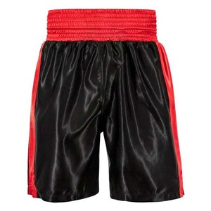 Shorts de boxe noirs pour hommes avec bandes latérales rouges et ceinture élastique, coupe classique, vêtements d'arts martiaux, shorts de sport d'extérieur - Product Image 1