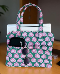 กระเป๋าใส่แล็ปท็อปคุณภาพสูง กระเป๋าเอกสารธุรกิจ ลายพิมพ์บล็อก ผ้าฝ้ายเย็บติดกัน กระเป๋าใส่แล็ปท็อปแบบนุ่ม สำหรับใช้ในชีวิตประจำวัน สำนักงาน เดินทาง ใส่คอมพิวเตอร์ - Product Image 4