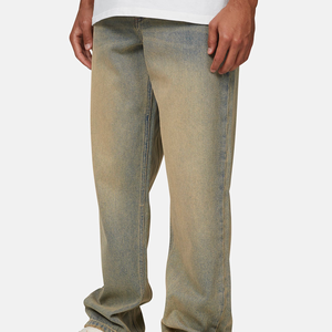 Men's Stonewashed Straight Leg Loose Fit Denim Jeans Mid Waist Casual Cotton Fabric Autumn Style - Product Image 4