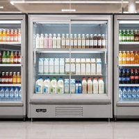 Réfrigérateur commercial pour supermarché, vitrine à porte coulissante en verre, refroidissement par air, température unique, contrôle numérique, 6 étagères