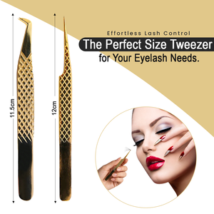แหนบต่อขนตาปลายแหลมเคลือบทอง แบรนด์ส่วนตัว สำหรับมืออาชีพ ทำจากสแตนเลส - Product Image 6