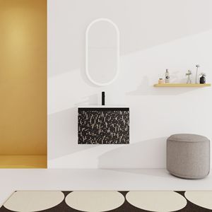 Mobile bagno sospeso da 24 pollici con lavabo in ceramica e anta con chiusura ammortizzata, kit di montaggio (KD) - Product Image 1