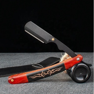 (Blade Not Included) Wood Stainless Steel Non Slip Folding Vintage <b>Barber</b> Straight Edge Razor Holder Old Fashioned Manual <b>Shaver</b> - Product Image 6