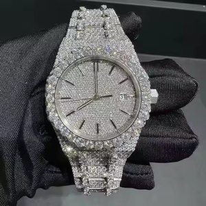 Montre de luxe pour homme avec diamants Moissanite, montre analogique à quartz avec finition glacée pour un style moderne, montre-bracelet pour un usage tendance - Product Image 1
