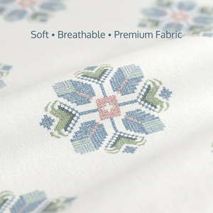 Sábana Super King 120x120* 100% Algodón Puro con Estampado de Motivos Blancos y Acuáticos |   Ropa de Cama de Lujo Suave y Transpirable con 2 Fundas de Almohada. - Product Image 3