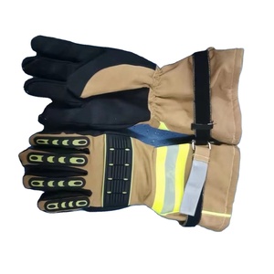 Gants de pompier en cuir jaune ignifuges à adhérence renforcée, gants de sécurité incendie pour le sauvetage, gants résistants - Product Image 5