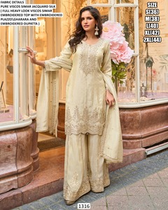 Roohani Women's Elegance Sharara-Floor-Length Jacquard Silk Traditional Party Diwali Wear - Product Image 1