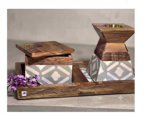 Lujoso Juego de Quemador de Incienso de Sándalo con Incrustaciones de Madreperla, Decoración Aromática Hecha a Mano con Carbón y Bandeja - Product Image 2