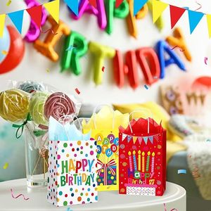 Hushee - 30 Bolsas de Regalo para Fiestas de Cumpleaños con Papel de Seda 'Feliz Cumpleaños' para Regalos y Celebraciones - Product Image 2