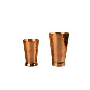 Tasse en verre en cuivre pur avec paille, bande perlée et motif martelé central, pour usage au bureau, tasse Moscow Mule, récipient à boisson Ayurveda, vaisselle de table - Product Image 2