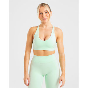 Sujetador Deportivo Personalizado Verde Menta con Tirantes Ajustables en la Espalda, Escote en V, Suave, de Alto Impacto, para Mujeres Adultas - Product Image 3