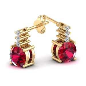 ต่างหูแบบเกลียว REYES ดีไซน์ใหม่ ทองคำแท้ 14K ประดับเพชรโมอิสซาไนต์ ได้รับการรับรองจาก GRA สำหรับผู้หญิง ประดับด้วยพลอยทับทิมธรรมชาติ - Product Image 6