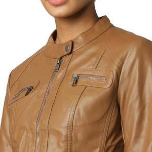 เสื้อโค้ทหนัง PU ผู้หญิงแบบกำหนดเองได้ ขายดี รุ่นใหม่ล่าสุด แจ็คเก็ตหนังแท้ผู้หญิง - Product Image 4