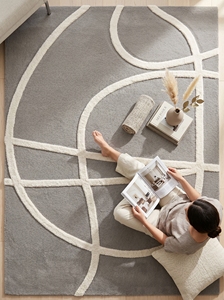 Modern Handmade Tufted Wool Rug Abstract Line Design Carpet Custom Contemporary Area Rug for Living Room Hotel - Product Image 3