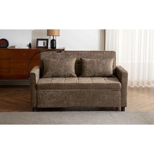 Divano Letto Estraibile da 144,5 cm con Schienale Reversibile, Tasche Laterali e Due Porte USB per Telefoni, Ideale per Spazi Ristretti - Product Image 4