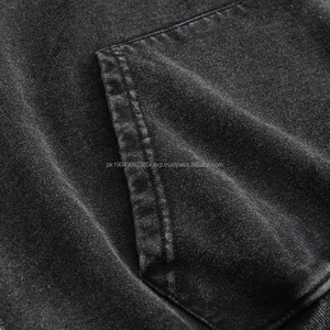 Sweat-shirt à capuche streetwear de haute qualité, délavé et décoloré, logo personnalisé, lourd, surdimensionné, lavage à l'acide, sweat-shirt de jogging en molleton français - Product Image 3