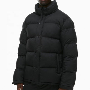 Blouson matelassé à capuche pour homme, hiver, rembourré de duvet, coupe-vent, fermeture éclair, couleur noire unie, coupe classique, vêtement d'extérieur - Product Image 3
