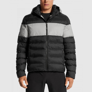 Custom Logo Boxy New Design Custom Logo Hood Puffer Men's Jackets <b>Stand</b> Up Collar Button Up Hooded Quilted Latex puffer jacket - Product Image 6