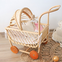 Poussette pour poupées en rotin naturel tressé à la main, jouet d'imaginaire pour enfant, choix populaire