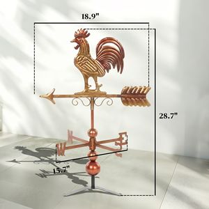 Giravento in Metallo a Forma di Gallo - Indicatore di Direzione del Vento da Tetto - Giravento da Esterno - Product Image 2