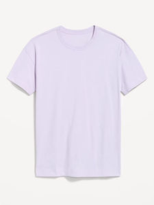 Camiseta de Manga Corta para Mujer, Cuello Redondo, Corte Holgado, Color Lavanda Sólido con Logotipo Naranja Estampado, Ropa Casual para Todas las Temporadas, 100% Algodón - Product Image 2