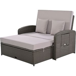 Lettino Prendisole Doppio in Rattan PE con 3 Regolazioni di Altezza e Copertura Protettiva Gratuita - Product Image 3