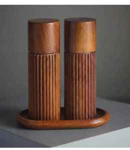 Ensemble moulin à poivre et à sel en céramique réglable de 6,5 pouces en bois d'acacia et de manguier avec support pour la cuisine domestique - Product Image 6