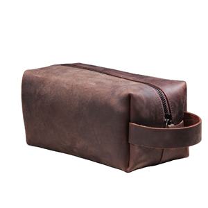Genuine Leather Vintage High Quality <b>Toiletry</b> Travel Cosmetic Washable Makeup <b>Bag</b> Custom Logo Small <b>Men</b> and Women <b>Toiletry</b> <b>Bag</b> - Product Image 4