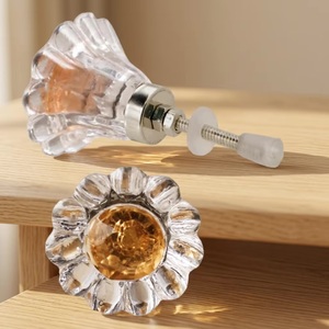 Hot Selling CK 558 Orange Crystal Flower Ceramic Industrial Design Furniture Handles and <b>Knobs</b> <b>for</b> <b>Dresser</b> Cabinet Drawer Use - Product Image 3