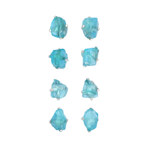 925 Plata Natural Paraiba apatita áspera mariposa cerradura Stud pendientes moda delicada punta ajuste Paquete de 4 pares - Product Image 1
