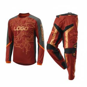 Traje de Motocross Personalizado con Sublimación, Manga Larga, Secado Rápido, para Hombre, Talla Adulto, Conjunto Naranja, Marrón y Negro con Logotipo Frontal - Product Image 3