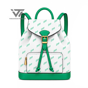 Mochila Sublimada Personalizada con el Logotipo de The Links Incorporated y Correas de Cuero Sintético |   Mochila Premium para Uso Diario, Artículos Griegos - Product Image 1
