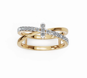 Bague en diamant Oceans Embrace à bande fendue, 0,420 carat, 21 diamants, confectionnée en or jaune, rose ou blanc 9kt, 14kt ou 18kt, bijoux - Product Image 6