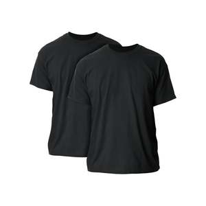 T-shirt à manches courtes pour homme, couleur noire unie, col rond, coupe classique, décontracté, tricoté, tissu jersey 100% coton - Product Image 1